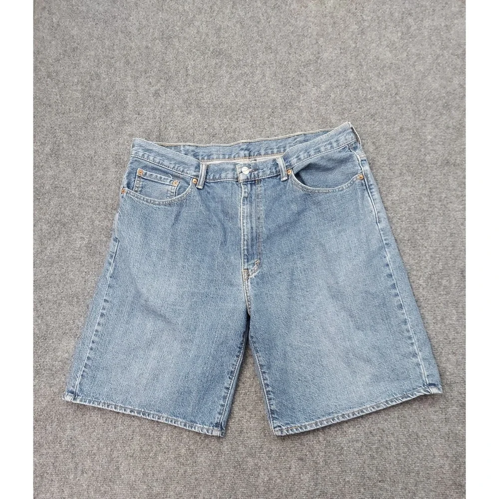 Levis 550 Denim Shorts Mens 36 (40) Blue Jorts Bermuda Work Medium Wash Cotton